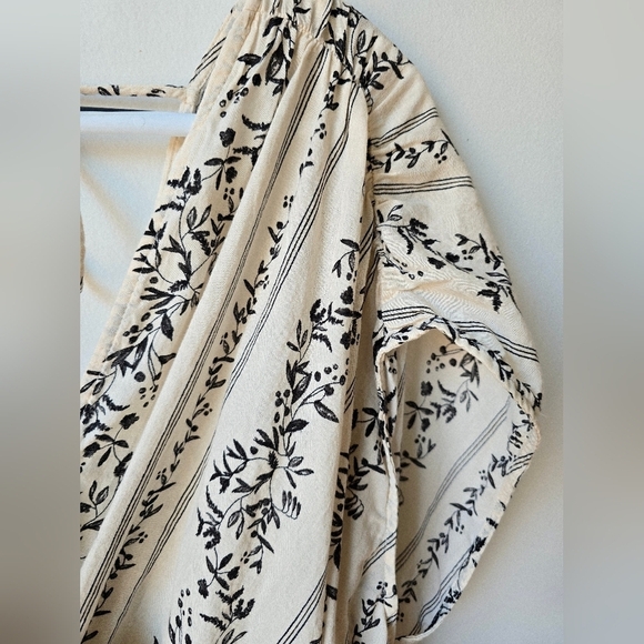 H&M Cover UP OFF White Black Floral Maxi Cotton Vacation Dress M L - Picture 8 of 10